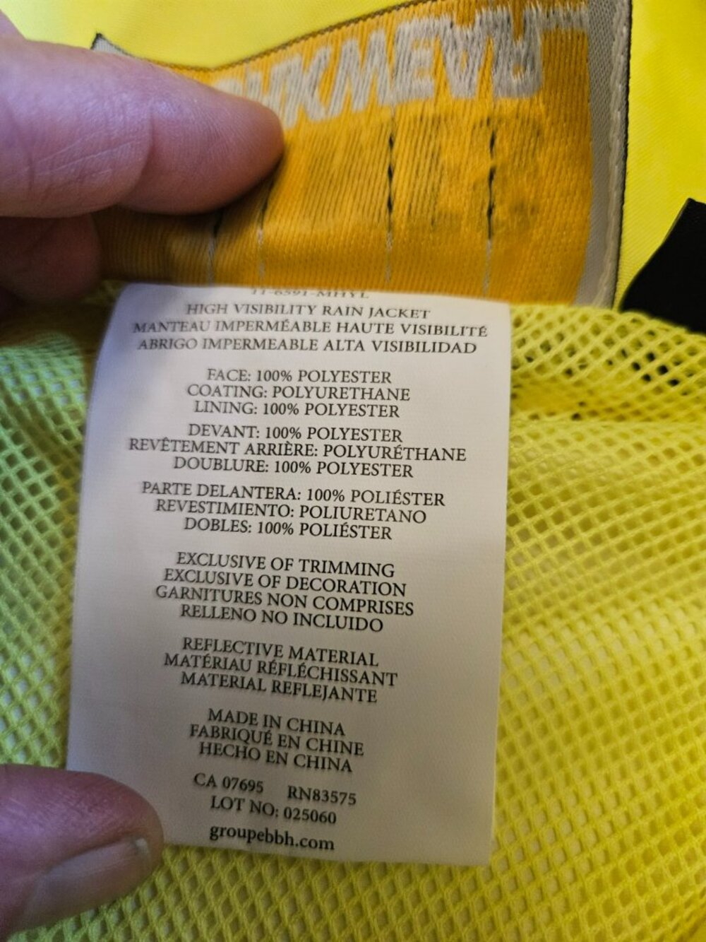 Holmes Workwear ANSI Class 3 Type R Hi Vis Rain Suit large Waterproof Reflect - Picture 8 of 10